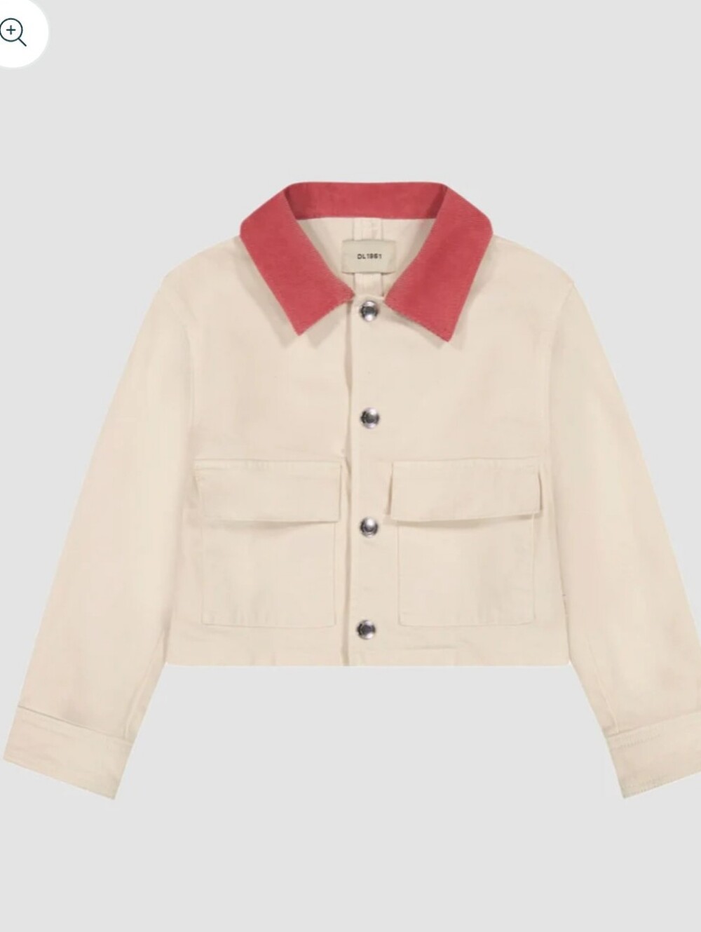 DL1961 White Jean Jacket with Pink Collar Size 4/5